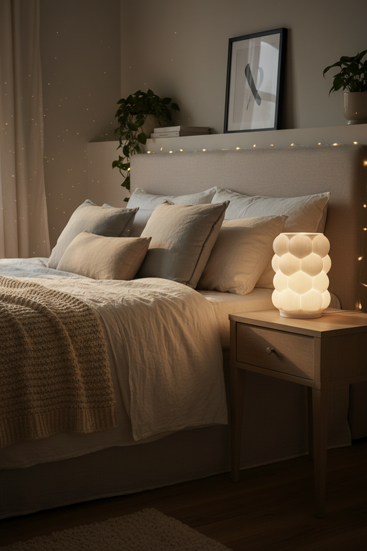 Bubble Table Lamp – Modern 3D Printed Light – Sculptural Orb Lamp – Minimalist Bedside Lamp – Cozy Ambient Lighting