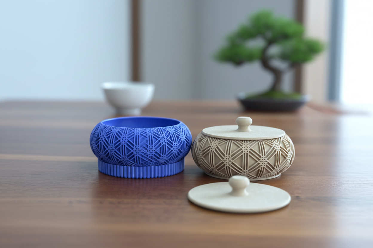 Kumiko Asanoha Box in serene Japanese-inspired setting